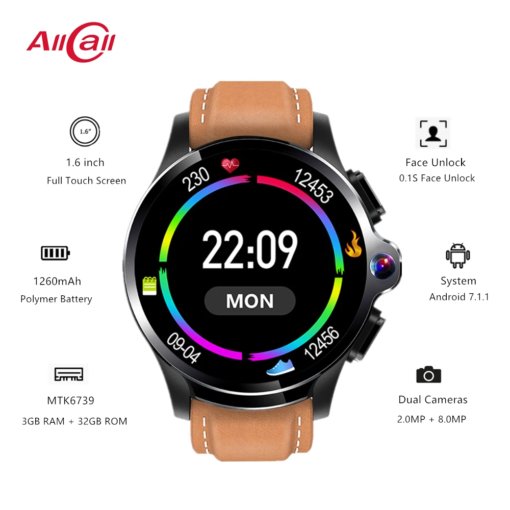 AllCall Awatch GT смарт часы мужские с gps трекером SIM картой IP68 водонепроницаемые