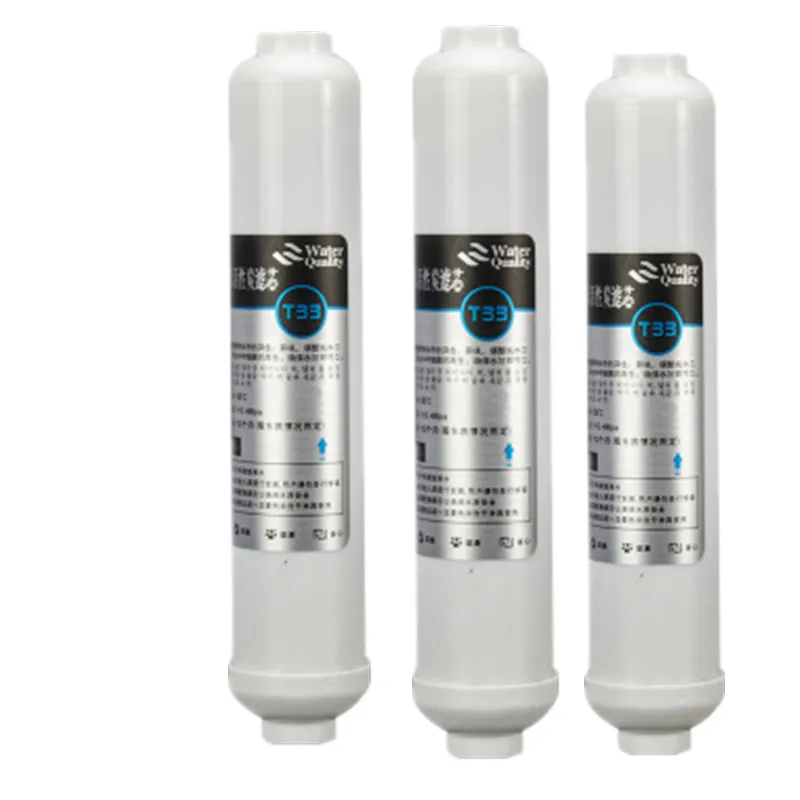 Filtro de agua T33 de carbón activado para refrigerador, sistema RO de ósmosis inversa, cartuchos de filtro de agua de reemplazo, 10 pulgadas
