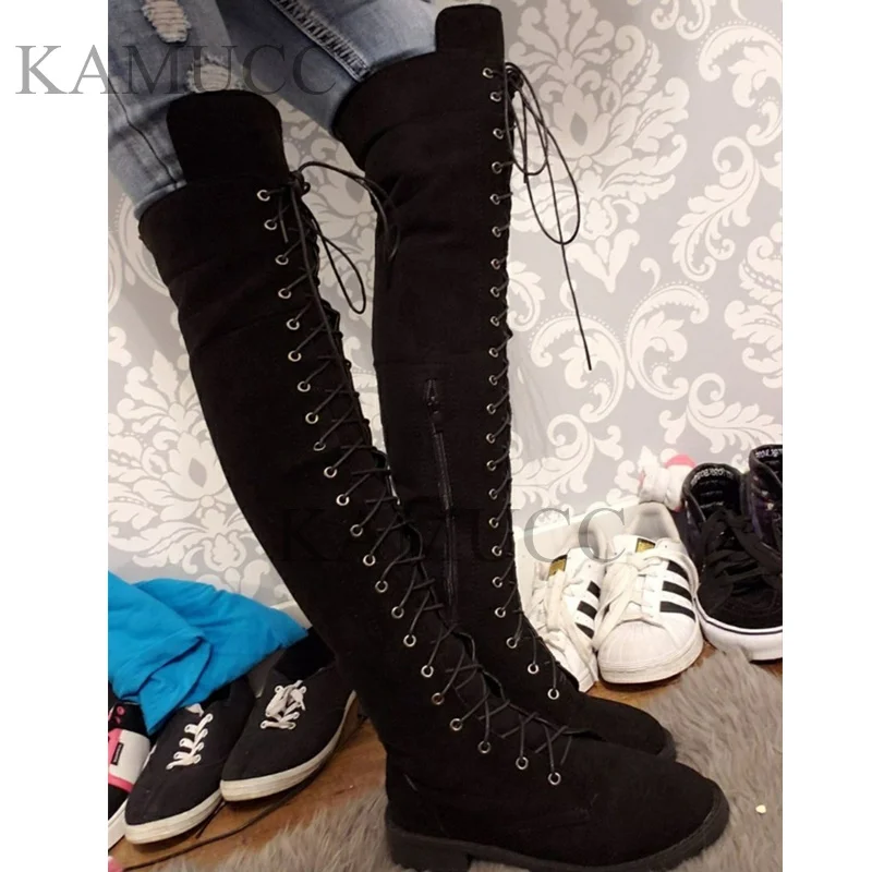 New Thigh High Boots Women Boots Winter Shoes Over The Knee Suede Women Shoes Female Winter Plus Size