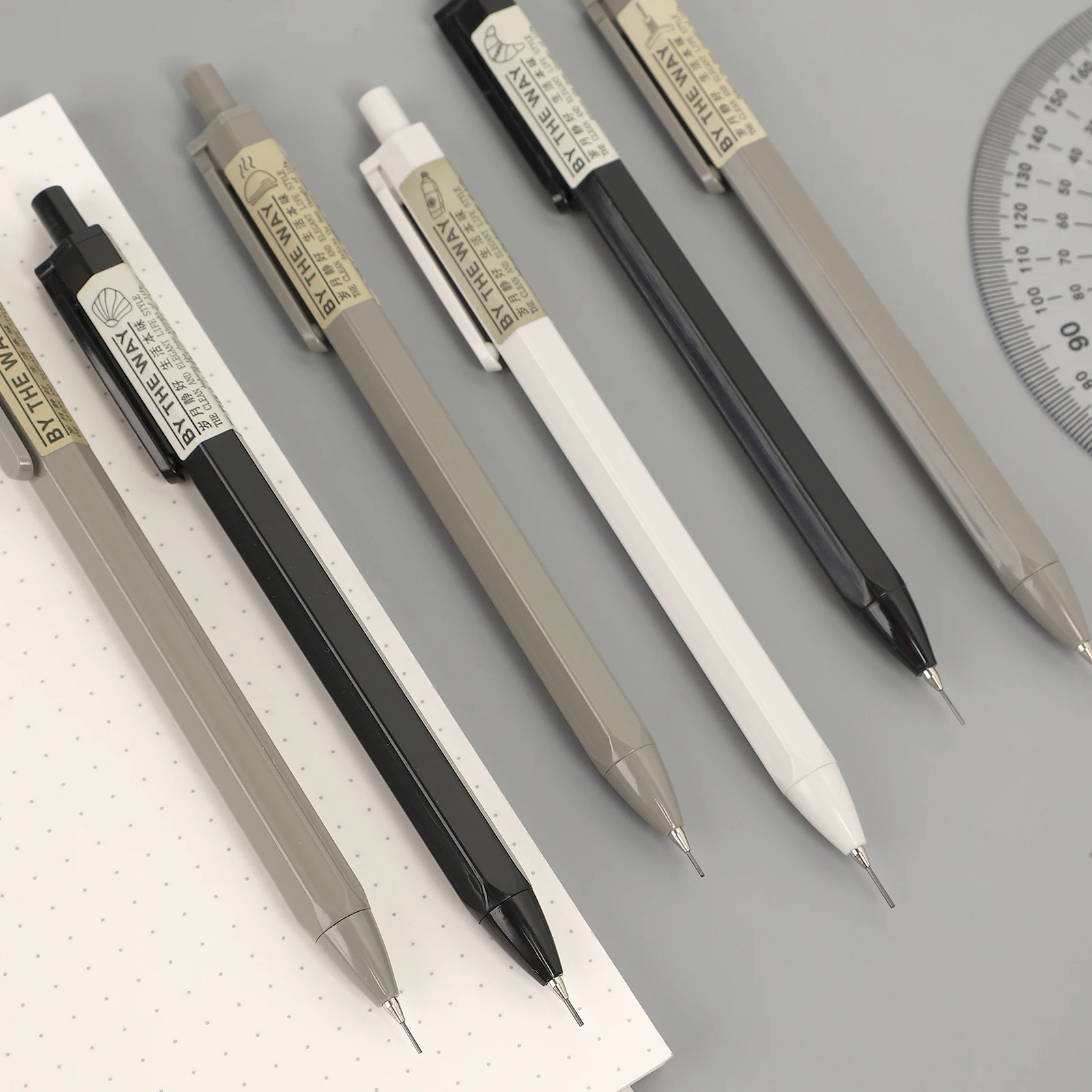 Mechanical Pencils 3 Pcs 0.5/0.7mm Simple Plastic Drawing Propelling Automatic For Student Office