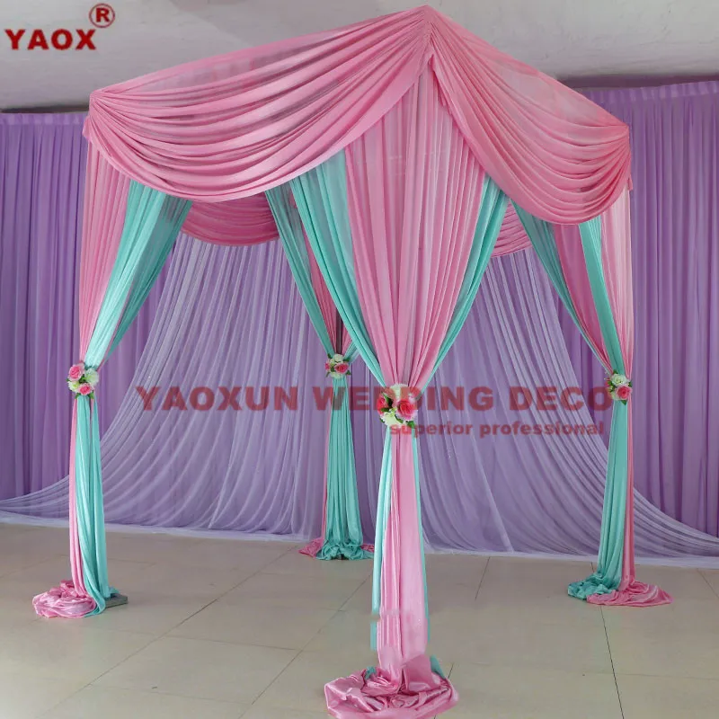 Ice Silk Pavilion Wedding Backdrop Curtain Princess Pavilions Stage  Background Decoration Four Corner Pavilion Wedding Ba _ - AliExpress Mobile