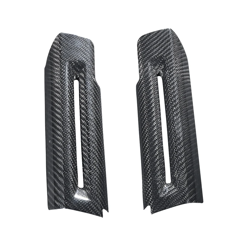 Glossy Black Real Carbon Fiber Inner Door Armrest Decoration Cover Trim For Ford Mustang