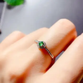 

shilovem 925 sterling silver Natural Emerald Rings fine Jewelry women trendy wedding Christmas gift open 3mm yhj0303835agml