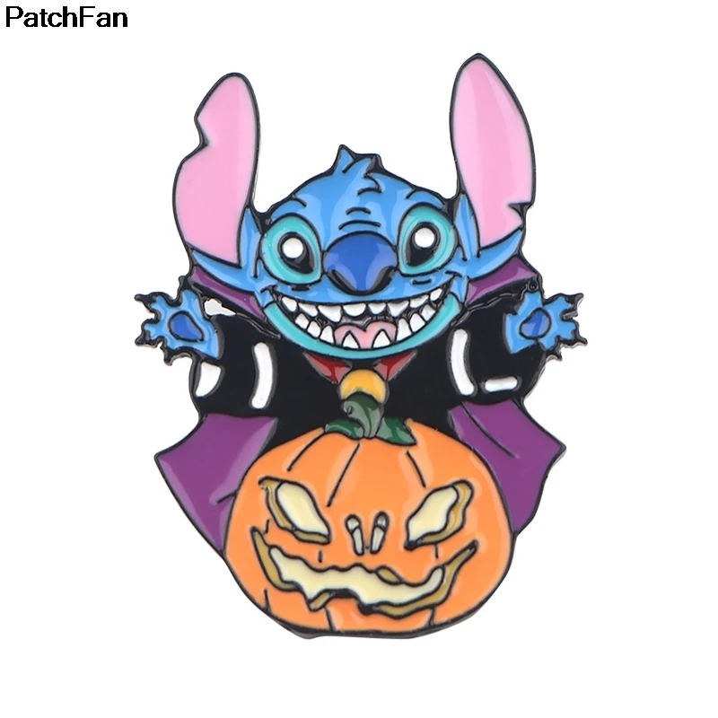 20 шт./лот Patchfan Ститч Хэллоуин мультфильм забавные булавки броши для рюкзака, одежды для мужчин и женщин шляпа Декоративные значки медали A2499
