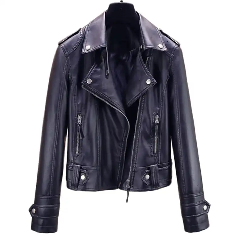 新秋冬ショートレザージャケットレディースオートバイの洗浄puレザージャケットレディースファッションブラックボンバージャケットクール レザー スエード Aliexpress