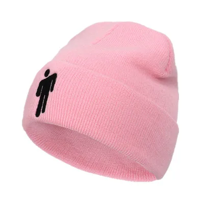 Лидер продаж, вязаная зимняя шапка Billie Eilish, 15 цветов, однотонная вязаная шапка в стиле хип-хоп, вязаная шапка, аксессуар для костюма, подарок, теплая зимняя шапка - Цвет: Розовый