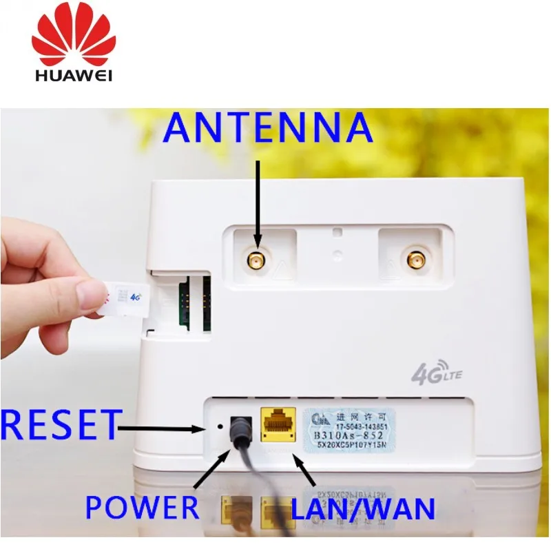 Huawei B310As-852 LTE FDD B3/B7/B8 900/1800/2600 МГц TDDB38/39/40/41 1900/2300 м/2500/2600 МГц Мобильный Беспроводной VOIP беспроводной маршрутизатор