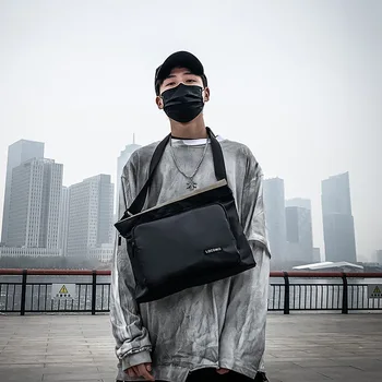 

Tooling function wind shoulder bag male tide brand hip-hop dark black soil cool bag street shot messenger bag female