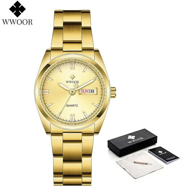 WWOOR White Black Watch For Women 2022 Top Brand Luxury Stainless Steel Waterproof Casual Dress Women Bracelet Watch Reloj Mujer 