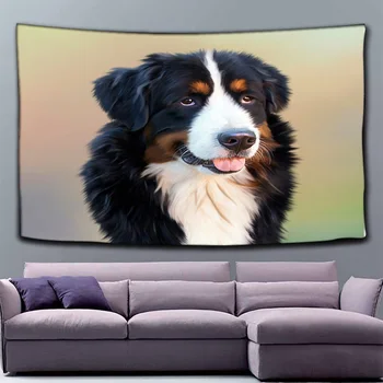 

3D Print Dog Tapestry Lovely Dachshund Wall Hanging Brown Pug Wall Carpet Cute Puppy Animal Decoration Drop Ship