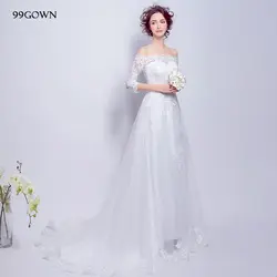 99GOWN, сексуальное длинное свадебное платье из тюля с открытыми плечами и кружевом для женщин, роскошное свадебное платье с длинным шлейфом и