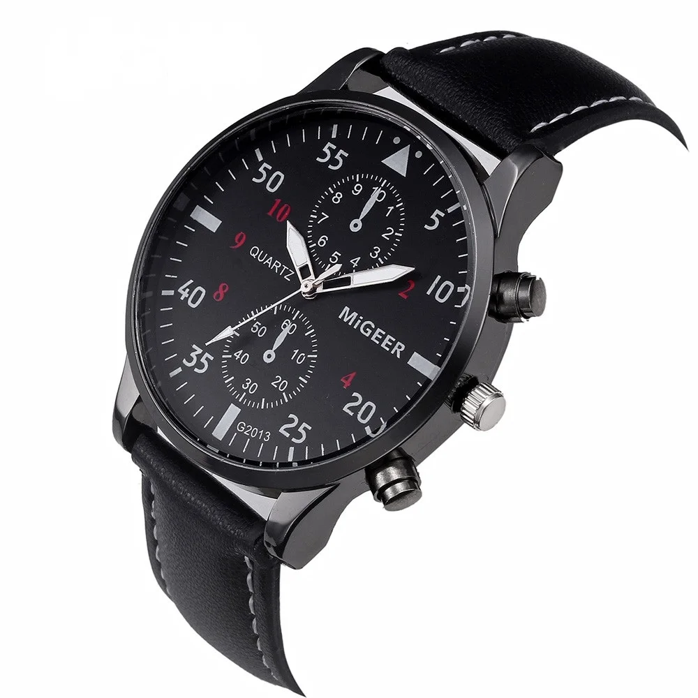 Montre homme, модные спортивные часы для мужчин, большой чехол, мужские часы с кожаным ремешком, нарядные часы, кварцевые наручные часы, повседневные часы