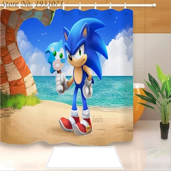 

Hot sale Sonic the Hedgehog 3D Print Shower Curtain Polyester Fabric Bathroom Curtain Waterproof Hook Bath Curtain 03