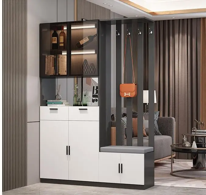 Light luxury porch cabinet wine cabinet shoe household door clothes and hats storage integrated door hall cabine
