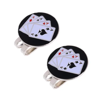 

2pcs Golf Ball Marker Magnetic Hat Clip Stylish Cap Clip Gift Poker Card