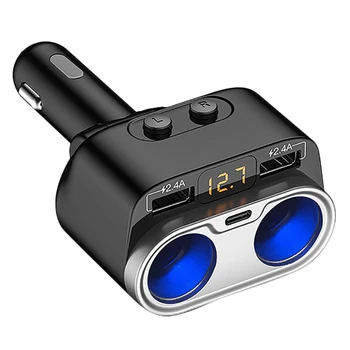 

Car Charger 2 Sockets Cigarette Lighter Splitter 12/24V150W Dual USB Separate Switch LED Voltage Display Car Cigarette Lighter