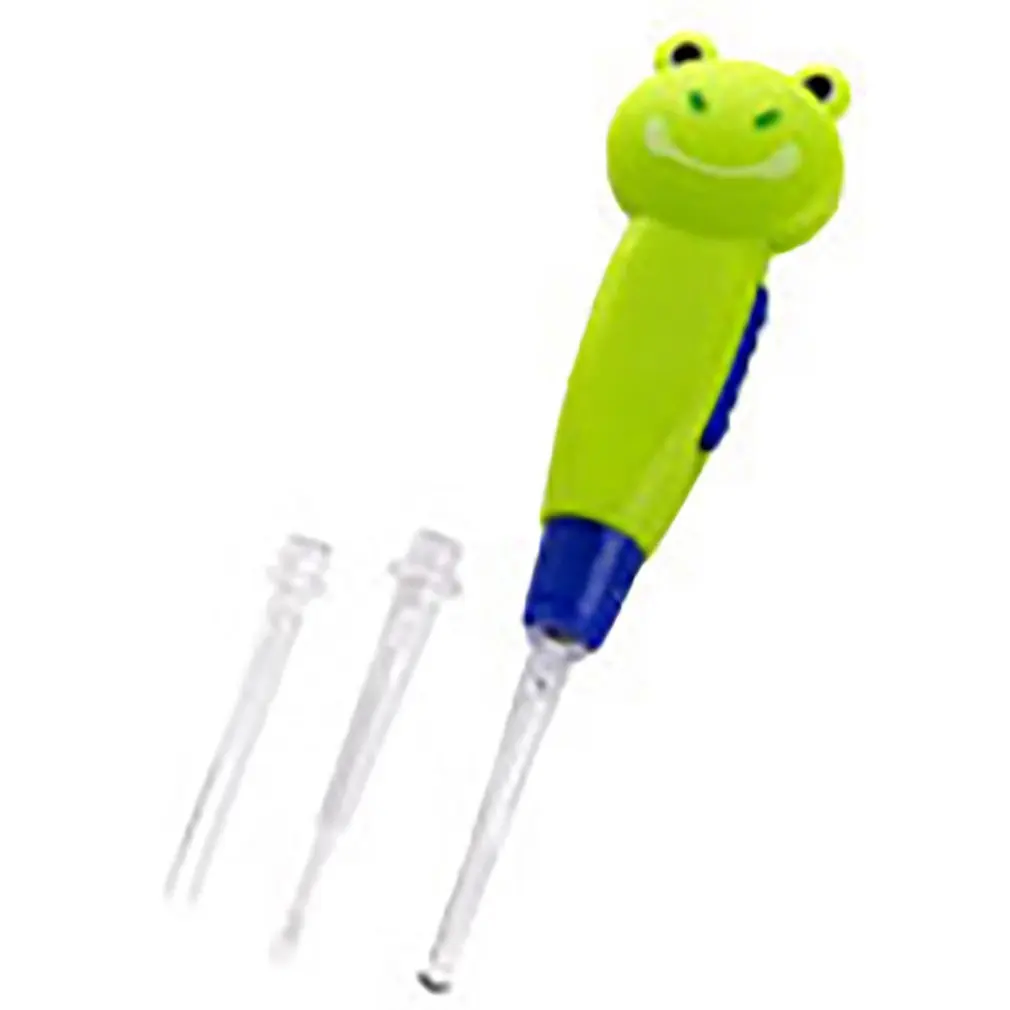 Светодиодный светильник, Ушная ложка для чистки милых мультяшных животных, съемный удалитель ушной серы, инструмент, безопасный очиститель, ложка для детей - Цвет: green frog
