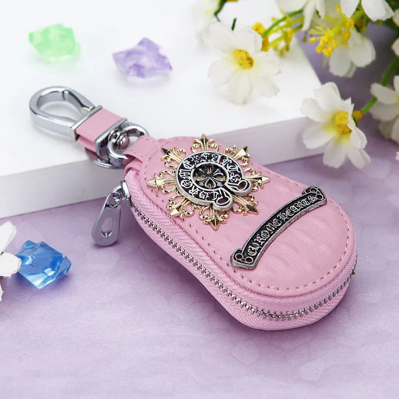 Fashion Black Cartoon Hello Kitty Keychain Exquisite Leather Zipper Wallet Keychain Woman Girl Handbag Wallet Pendant Jewelry