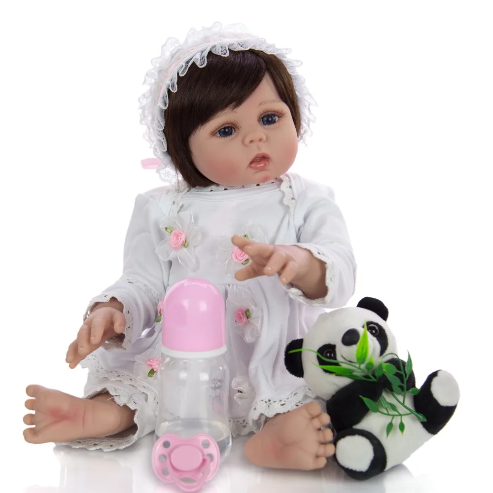 48CM bebe reborn toddler girl doll in white dress full body soft silicone vinyl realistic newborn baby Bath toy waterproof 48CM bebe reborn toddler girl doll in white dress full body soft silicone vinyl realistic newborn baby Bath toy waterproof