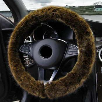 

Winter Super Soft Plush Car Steering Wheel Cover Universal,Warm Faux Fur Auto Handlebar on the Steering-Wheel Braid Beautiful