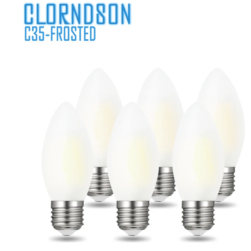 Диммируемая Светодиодная лампа-свеча CLORNDSON C35 2 Вт 4 6 8 Edison E26/E27 матовая 110 В 220