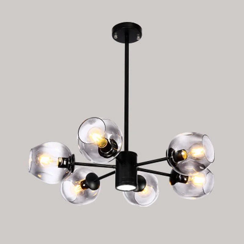 

Современная стеклянная люстра в скандинавском стиле, дизайнерский светильник золотого и черного цвета для столовой, кухни, гостиной