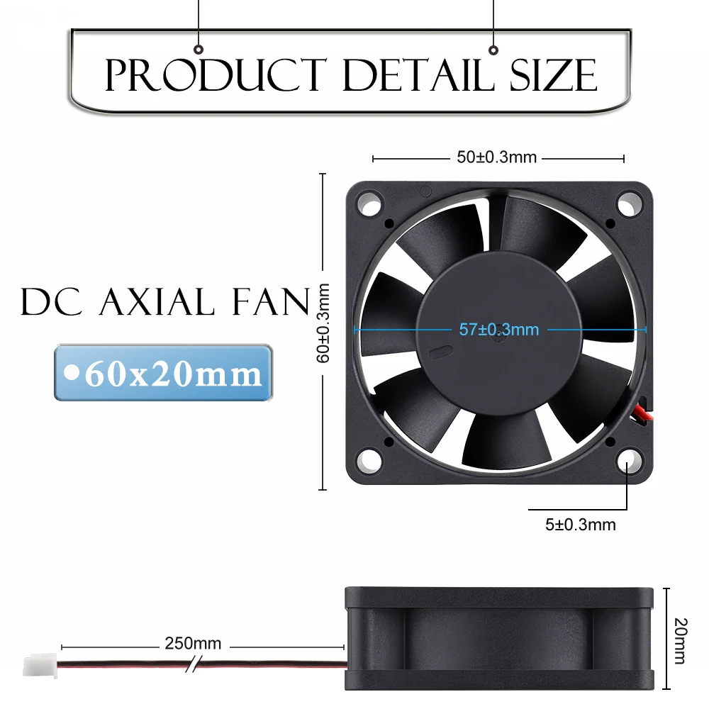 Gdstime-ventilador para Impressora 3d Esfera Dupla de Resfriamento 60 mm x 60x20 mm 6020 12v 24v 20 mm x 20 mm Equipamento de Máquina sem Escova Motor dc Peças - Imagem 4