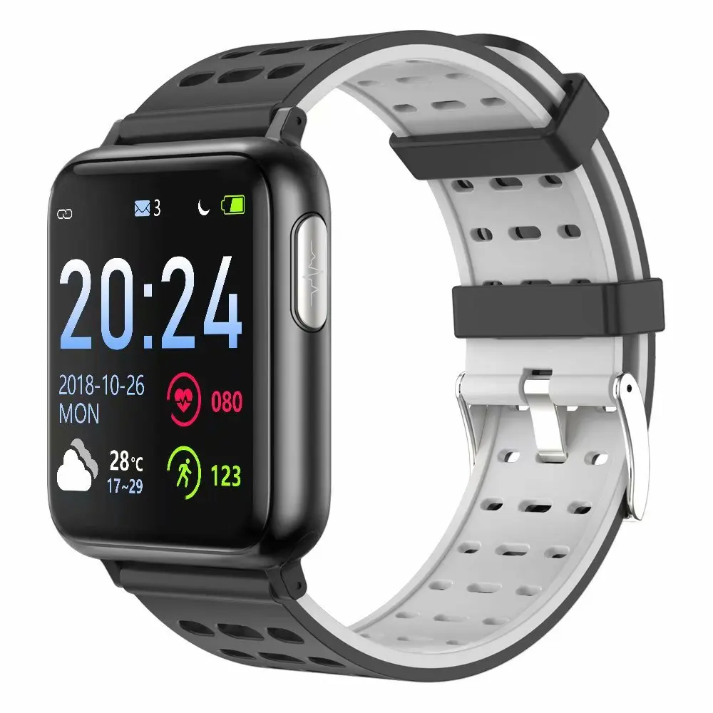 ECG PPG SPO2 Smart Band Watch Men Blood Pressure Oxygen Heart Rate Monitor Smartwatch Women Waterproof for Android IOS Xiaomi - Цвет: Black Gray Silica