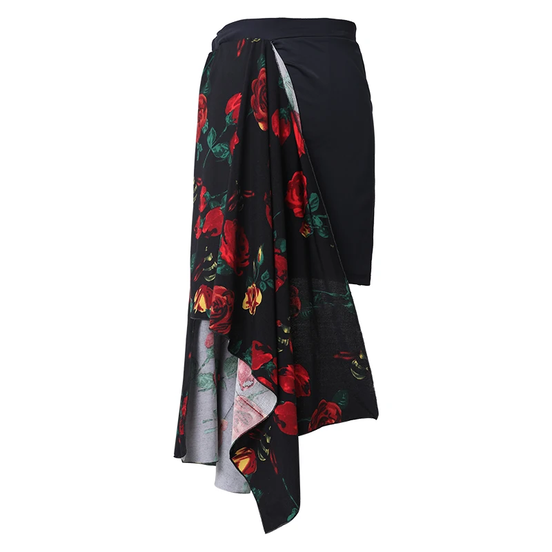 Rose skirt Юбка для латинских танцев, Сексуальная Одежда для танцев Румба, одежда для взрослых, Самба, ча-ча, танго, сальса, сценические костюмы для выступления VO282 - Цвет: Rose skirt