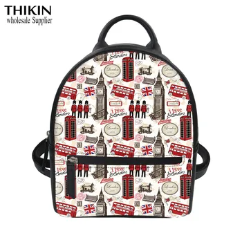 

THIKIN British Style Big Ben Pattern Women PU Backpack Rucksack Teenager Girls Collage Daily Daypack Fashion Shopping Mochila