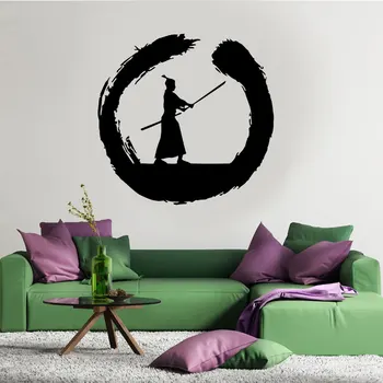 

Circle Enso Zen Japanese Samurai Warrior Vinyl Wall Stickers Home Decor Living Room Bedroom Wall Decals Modern Decoration 4124
