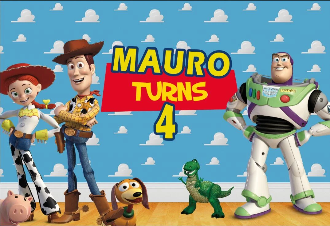 7x5 Pies Feliz Cumpleanos Fiesta Toy Story Nubes Lenosas Personalizado Foto Personalizada Diy Estudio Telon De Fondo De Vinilo 220cm X 150cm Fondo Aliexpress