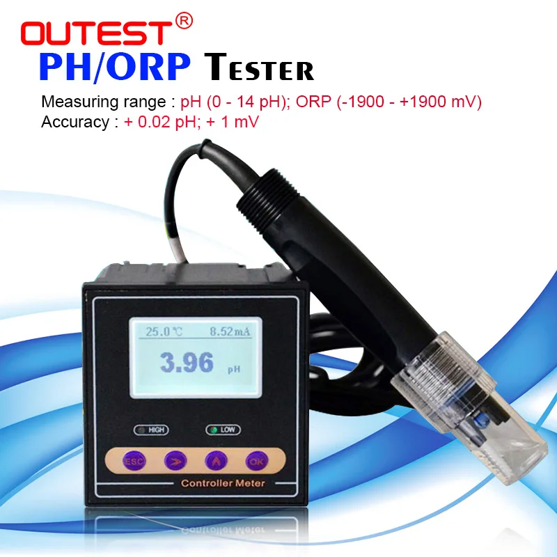 Industrial pH meter online pH Tester transmitter PH Controller Detector ...