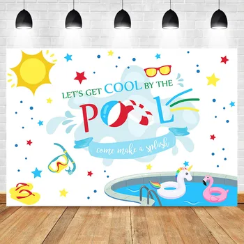 

NeoBack Pool Party Birthday Backdrop Let's Get Cool By The Pool Come Make a Sprash Photography Background Summer Swimming Banner