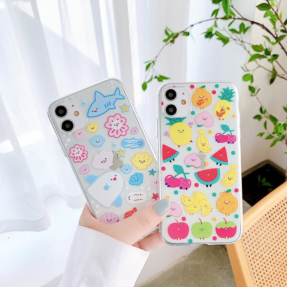 Чехол для телефона с мультяшными животными и фруктами iphone 11 Pro X XS Max XR мягкий ТПУ
