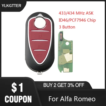 

YLKGTTER 3Buttons Remote Car key For Alfa Romeo Mito Giuliett 147 156 166 GT key with 433/434MHz Transponder PCF7946 Chip