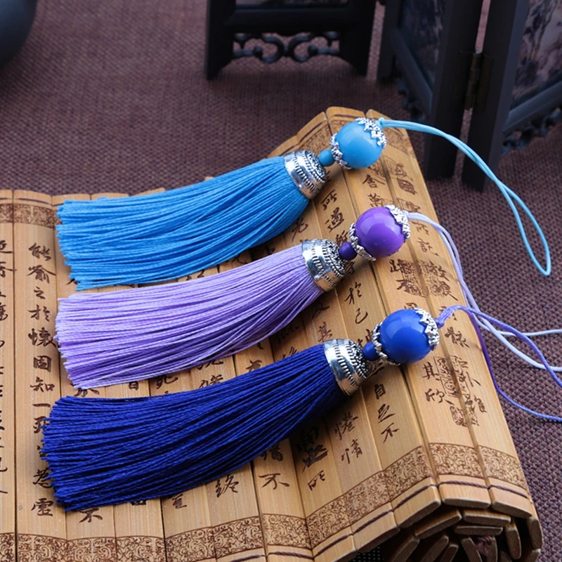 Description Picture 6 of item2/5/10Pcs 8CM Polyester Silk Beads Tassel Fringe Brush Tassels Trim Crafts DIY Necklaces Jewelry Finding Key Chains Accessories