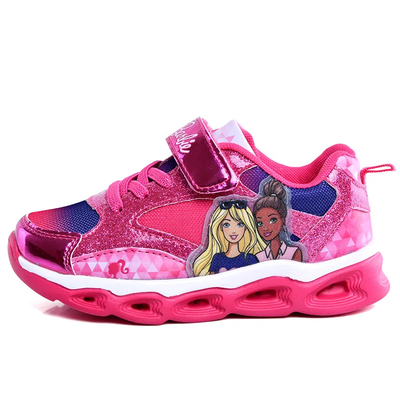 

girls Cartoon princess sports shoes with new led light kids Breathable soft casual shoes Europe size 28-33
