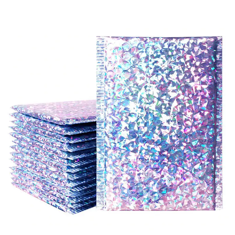 Speedy Mailers 50PCS Laser Silver Foil Mailing Envelope Bags Waterproof Courier Bubble Padded bubble Envelopes Bag | Канцтовары для