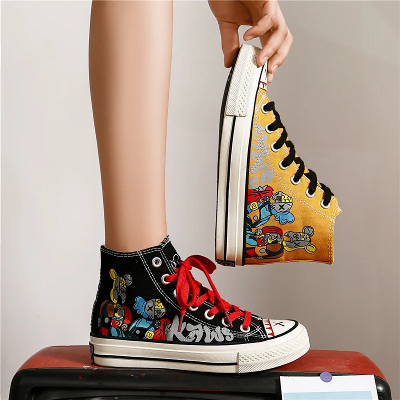 

Women Sneakers 2019 New Autumn Women Canvas Casual Shoes Fashion Sneakers Breathable Shoes High Top Sneakers