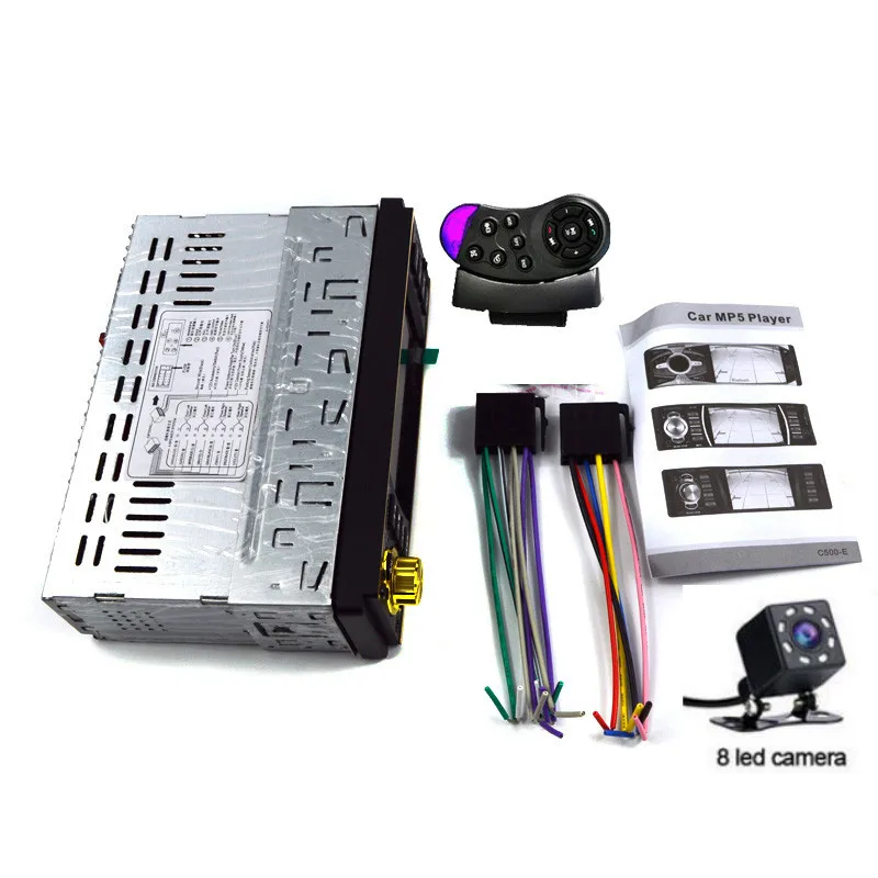 with8led camera 4 дюймов Автомобильный радиоприемник Авто Аудио пульт дистанционного управления Управление стерео MP3 плейер AUX с USB Порты и разъёмы и слот для карты SD, FM, Bluetooth, 1din - Цвет: with8led camera
