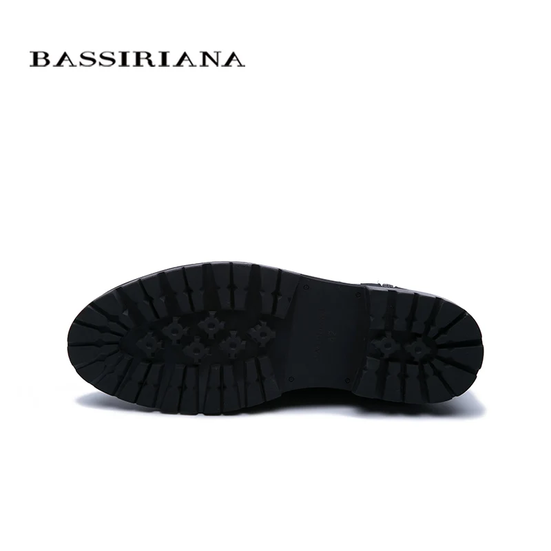 BASSIRIANA зима кожаная мужская обувь черная кожаная теплая обувь высокого качества комфорт