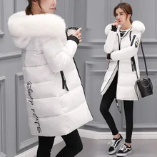 

Feerldi Fashion Fur Collar Jacket Coat Woman Fitness Mid-Length Quilted Coats Plus Size White Black Faux Fur Coat Women Cloting