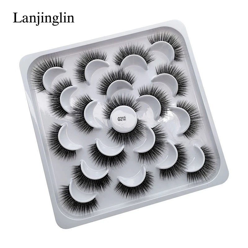 LANJINGLIN 100 пар 3d норковые искусственные ресницы натуральные длинные накладные ресницы для наращивания макияжа пушистые тонкие Накладные ресницы ручной работы
