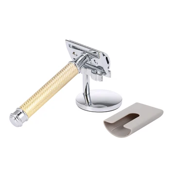 

Double-edged Shaving Razor Set Safety Beard Razor with Shaving Razor Base Protective Cover Mustache Removal Shaving Tool