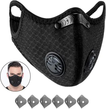 

Dust Mask With Filters Exhaust Valves Half Face Reusable Dustproof Respirator Bicycle Mask Cycling Face Mask Respirator