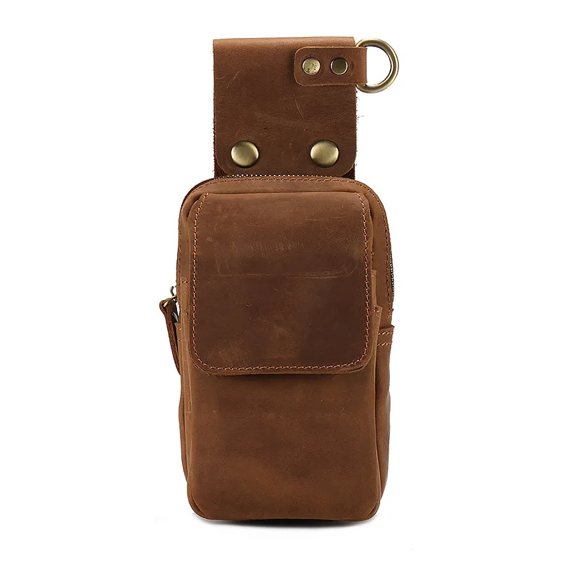 Для мужчин масло воск натуральная кожа воловья кожа Винтаж путешествия езда мотоцикл Хип бум поясная сумка поясная кошелек клатч