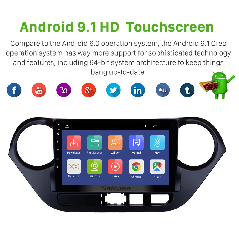 Seicane Android 10 0 2Din GPS автомобильное радио для 2013 2014 2015 2016 HYUNDAI I10 левый руль 9 дюймов