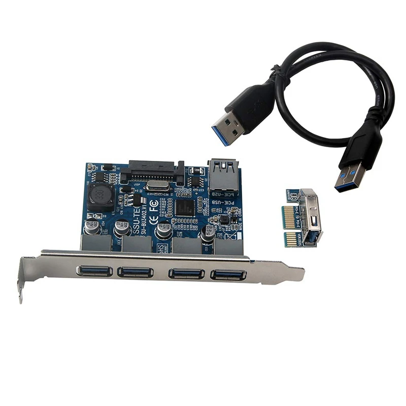 Четыре порта Usb 3,0 Супер быстрая 5 Гбит/с Pci-E Плата расширения Pci Express адаптер конвертер карта блок питания для настольного ПК w