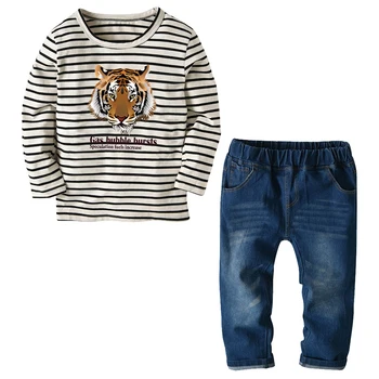 

Baby Boys Winter Autumn Casual Clothing Striped Sweatshirt and Jeans Winter Kids Warm Soft Cotton Sweater Pants 2PCS Set Clothes